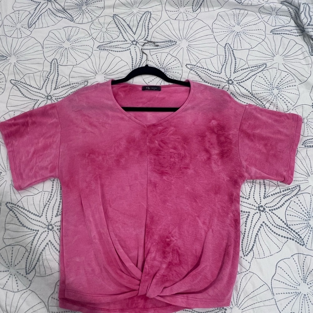 Pink Short Sleeve Twist Tee